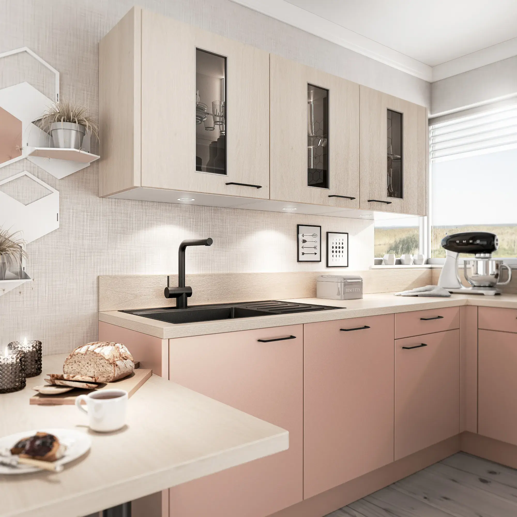 Artego Küche Pastell Apricot Casella White Oak